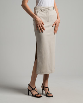 Brunello Cucinelli Gray skirt with monil chain MH827EL389