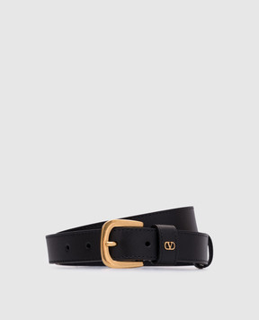 Valentino Black leather belt with logo 6W2T0SM1PPU