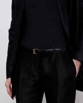 The Row Black leather Moon belt W1644L60