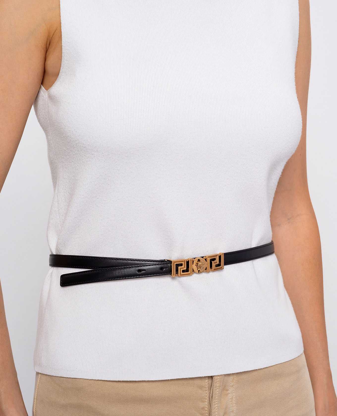 

Black leather belt with emblem Versace