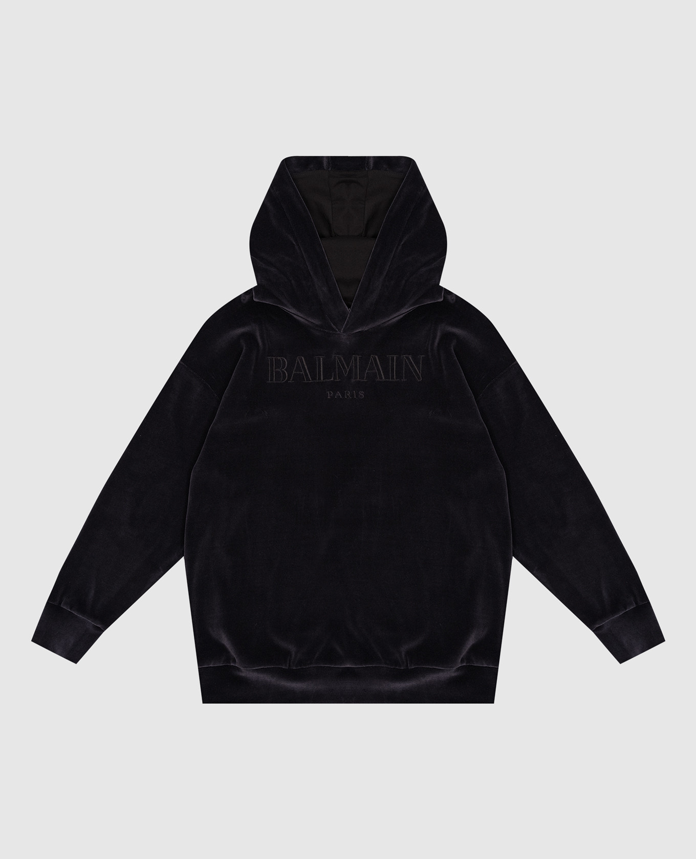 

Baby blue velor hoodie with logo embroidery Balmain, Синий