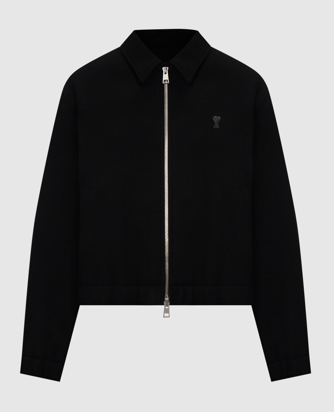 

Black wool jacket with logo patch Ami Paris, Черный