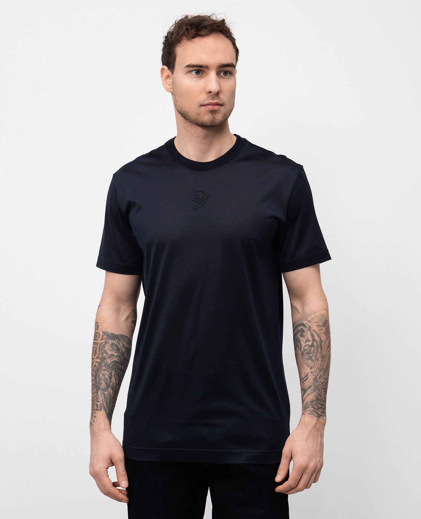 

Blue silk T-shirt with monogram logo Dolce&Gabbana