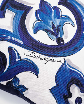 Dolce&Gabbana White cushion in Blu Mediterraneo branded print TCE001TCAA2