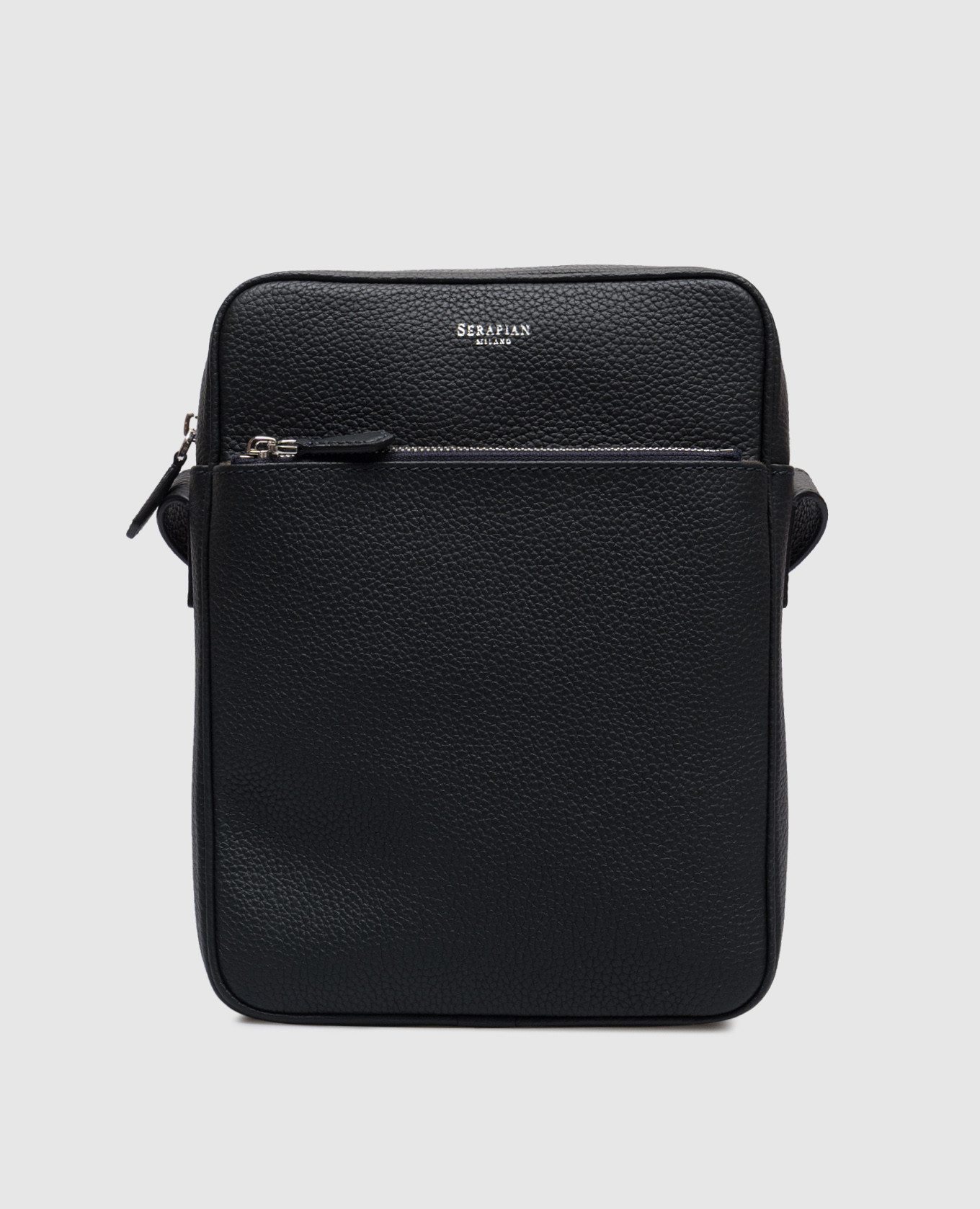 

Flat North South blue leather bag Serapian