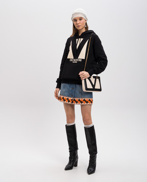 Valentino Black hoodie with logo print 6B3MF24I960