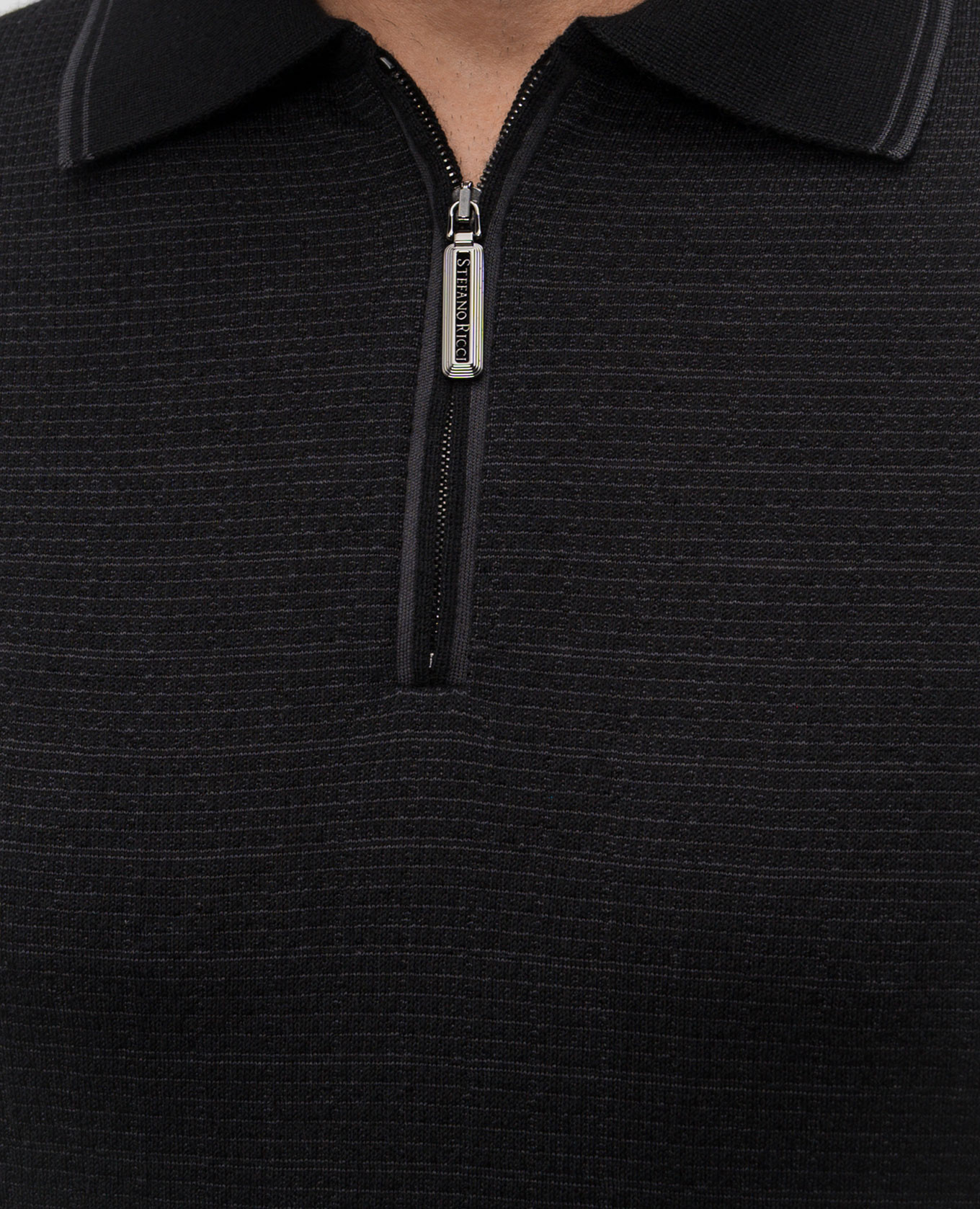 

Black cashmere and silk polo with logo Stefano Ricci