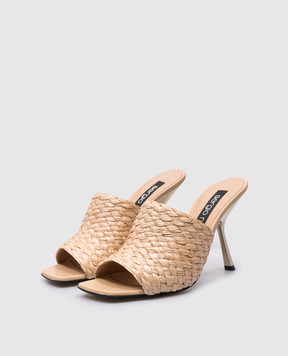 Sergio Rossi Beige Seville mules with weaving B08490MFI364