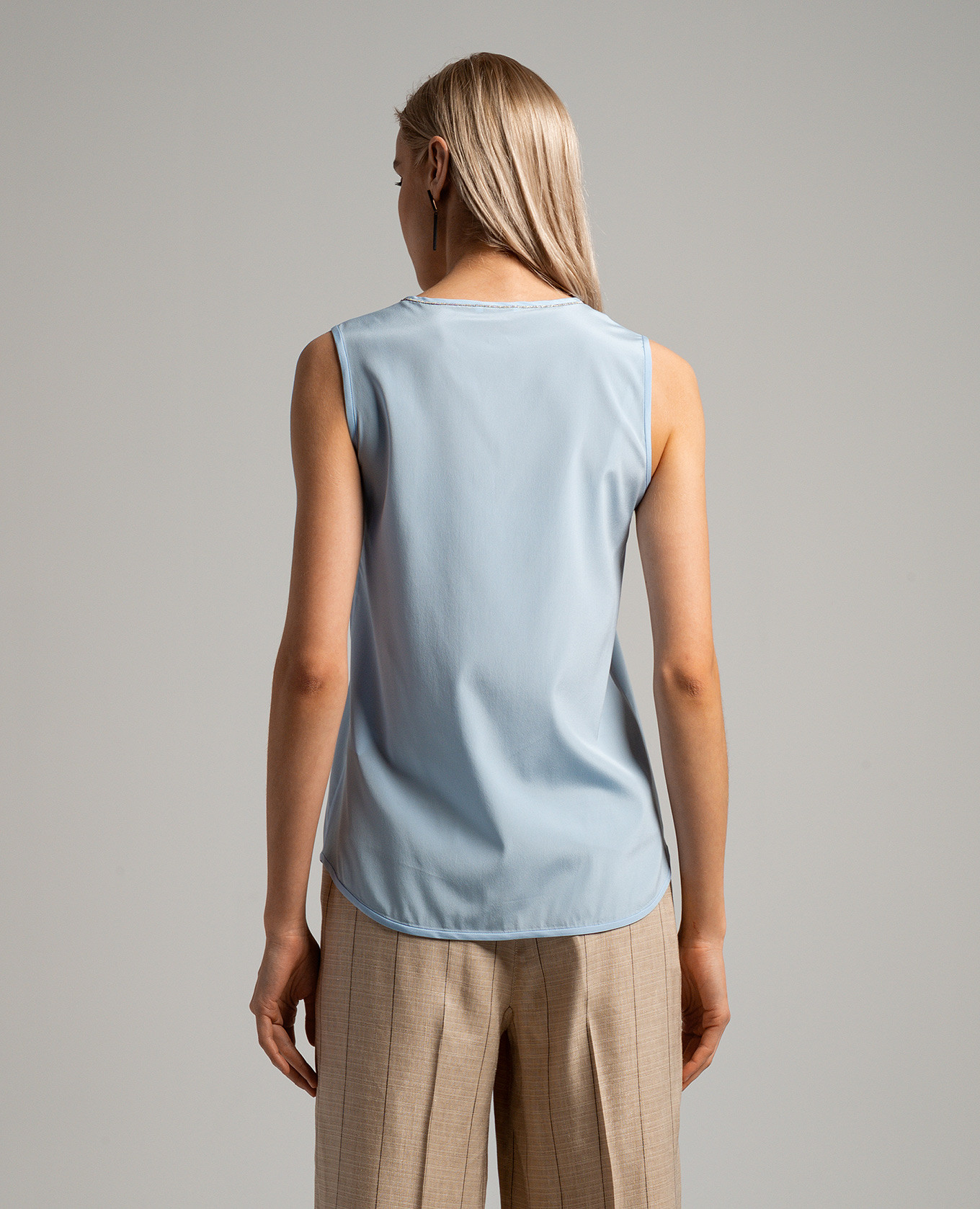 

Blue silk top with monil chain Peserico, Light blue