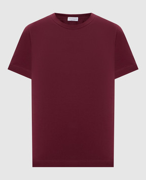 Brunello Cucinelli Burgundy T-shirt with monil chain MPT81BI100