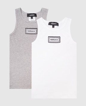 Versace Children's ribbed T-shirt set with logo 10187851A13344