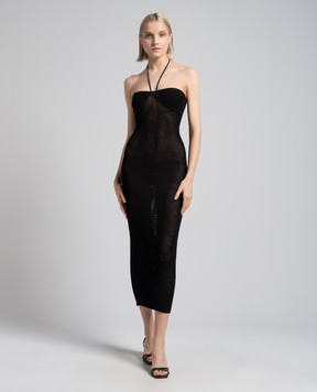 Jacob Lee Black dress in a textured pattern WCD026SS24B