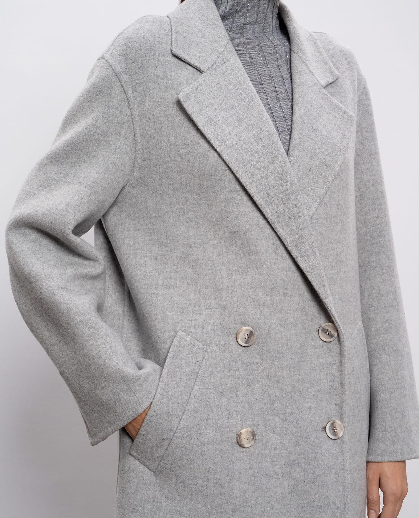

Gray double-breasted coat with wool and cashmere Peserico, Grey