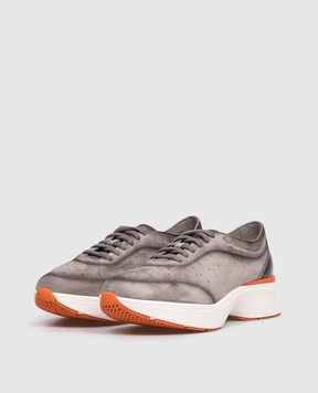 Santoni Bounce grey suede sneakers WBBC61376BARKTNY