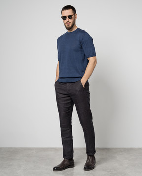 Cashmere&Whiskey Blue t-shirt with linen and cashmere MU9322318455R