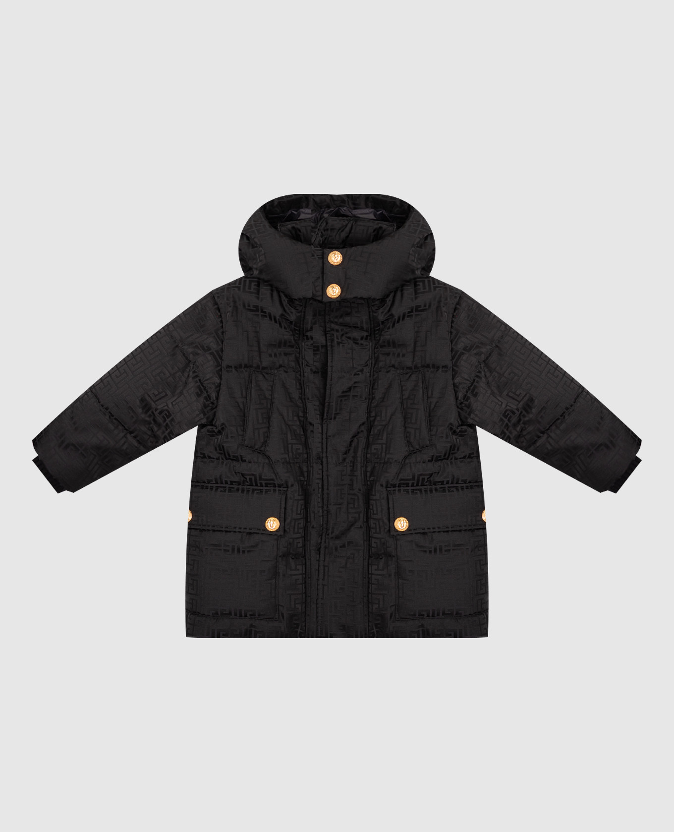Children's black jacket with branded pattern Balmain