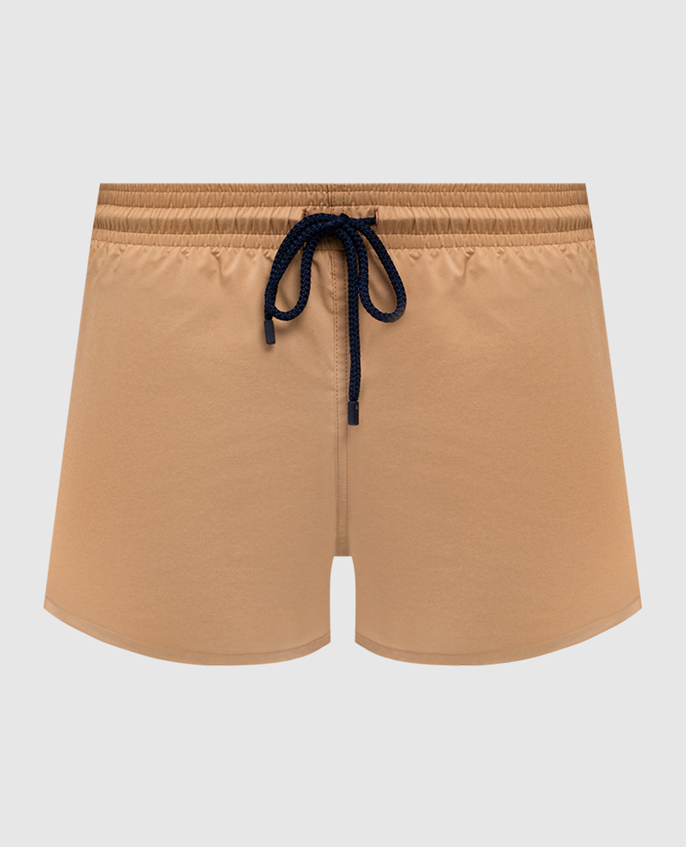 Beige swim shorts with logo patch