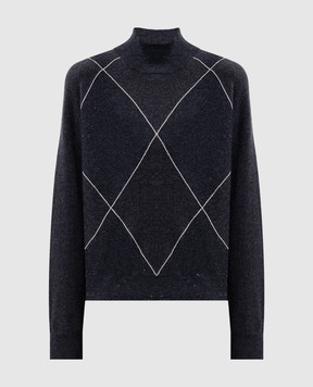 Peserico Gray wool, silk and cashmere sweater in a geometric pattern S99401F129283F