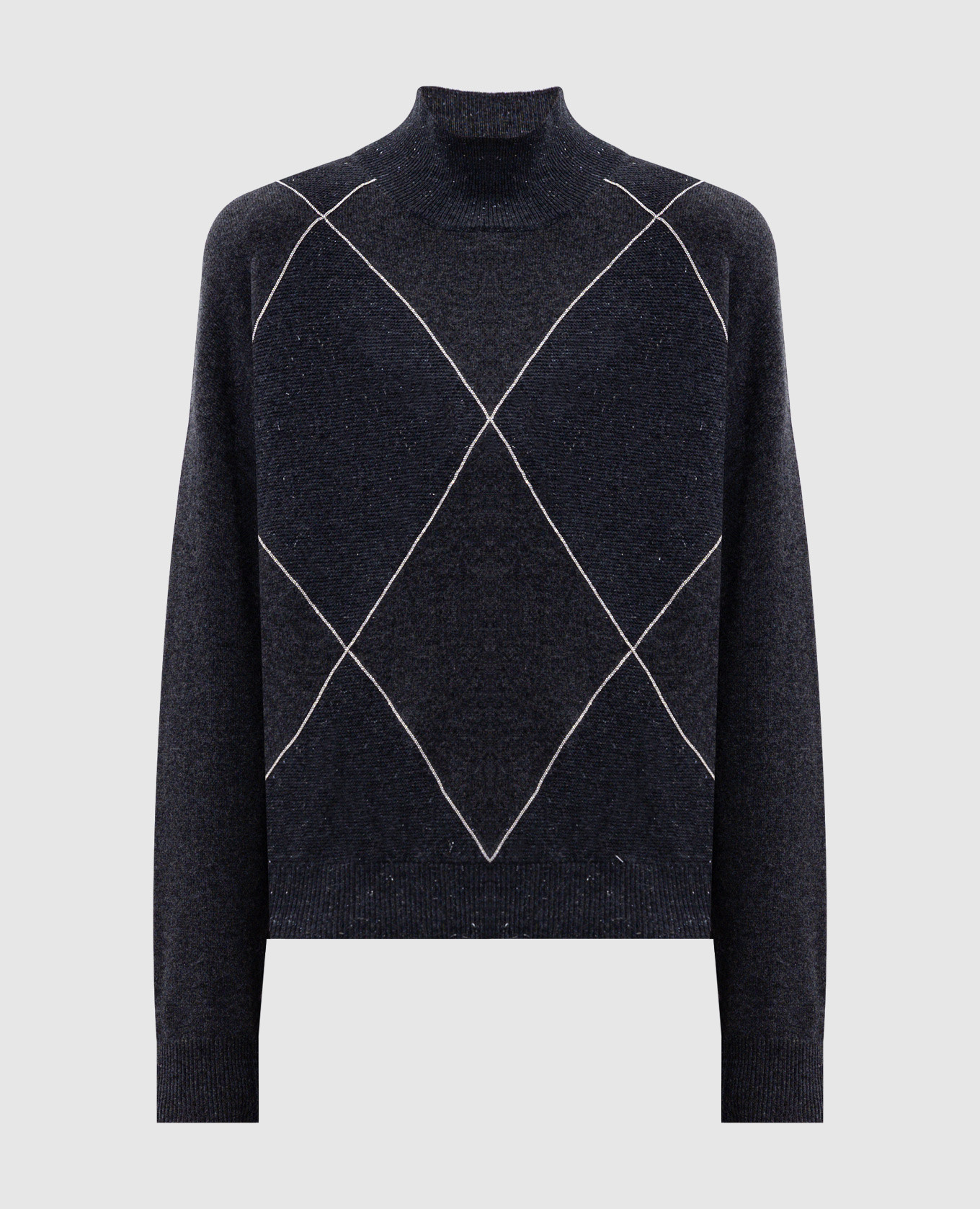 Gray wool, silk and cashmere sweater in a geometric pattern Peserico