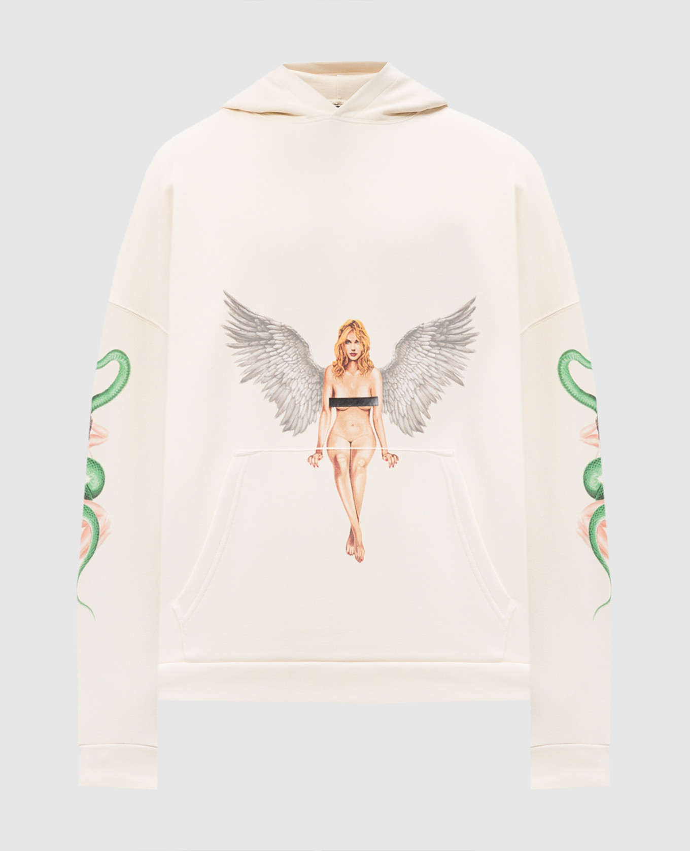 

Yellow Pin Up Hoodie with Logo Palm Angels