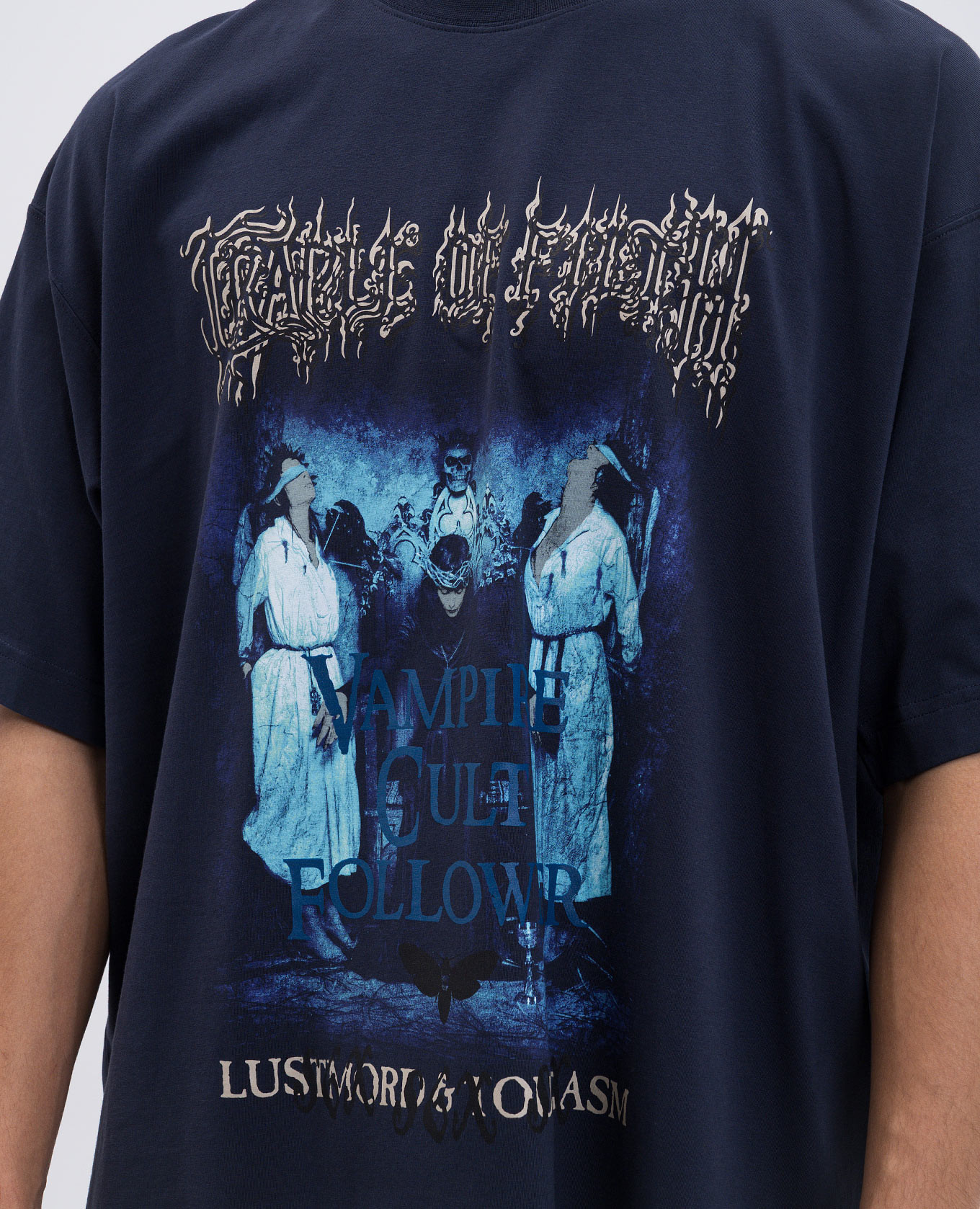 

Blue T-shirt with branded print Vetements