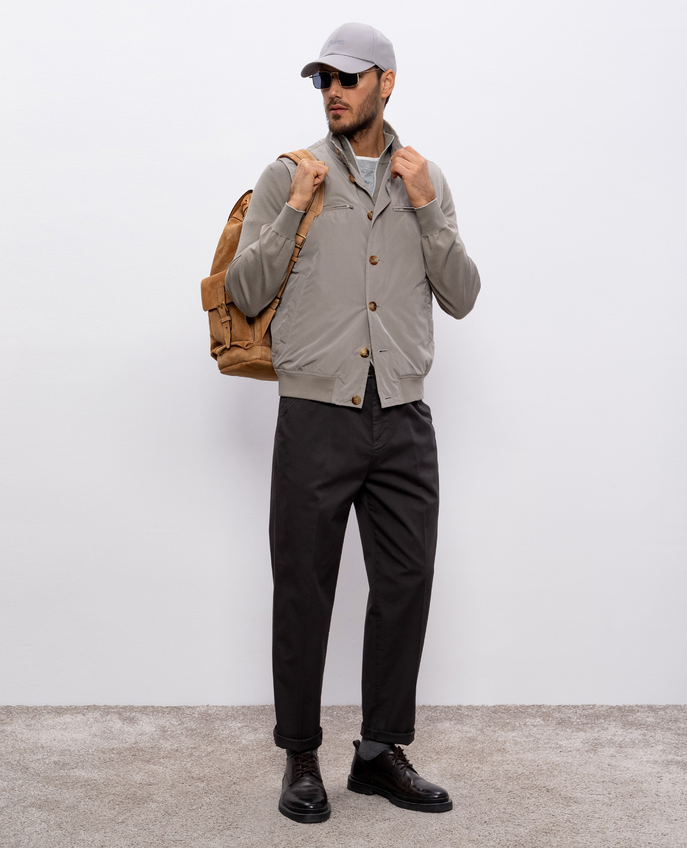 

Grey melange linen t-shirt Brunello Cucinelli