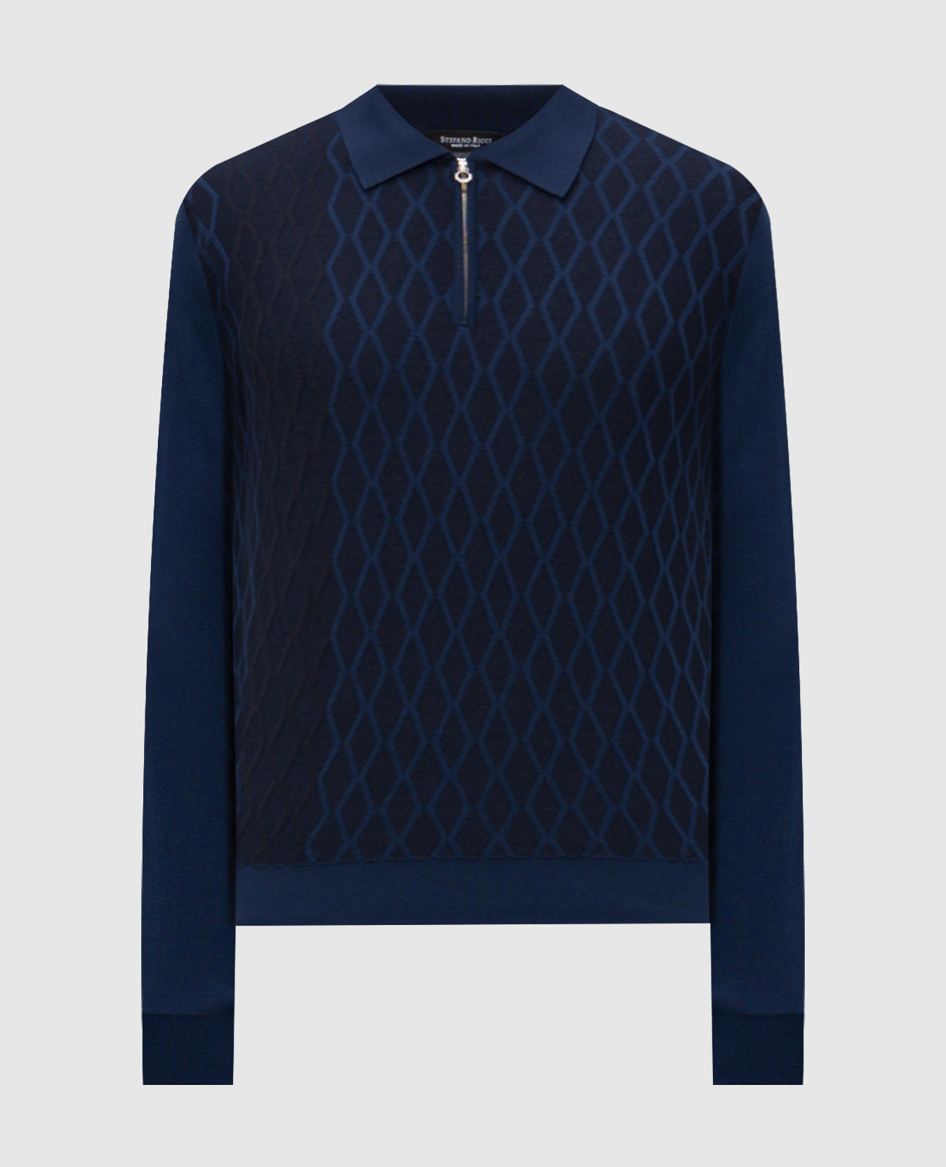 

Blue wool and cashmere polo shirt with zip Stefano Ricci