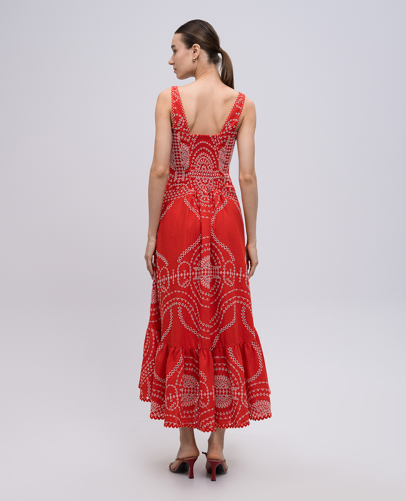 

Greba red linen dress with embroidery Charo Ruiz