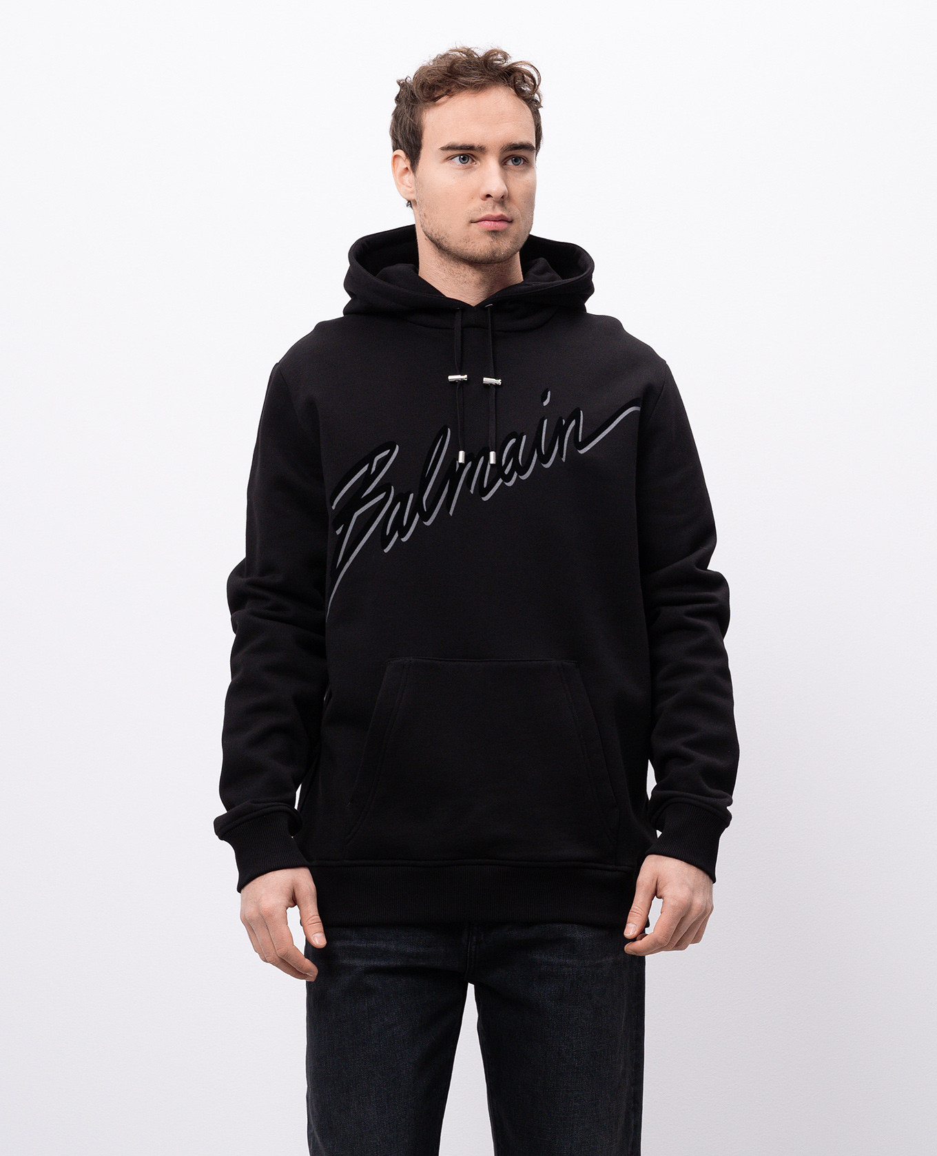 

Black Letter Hoodie with Logo Balmain