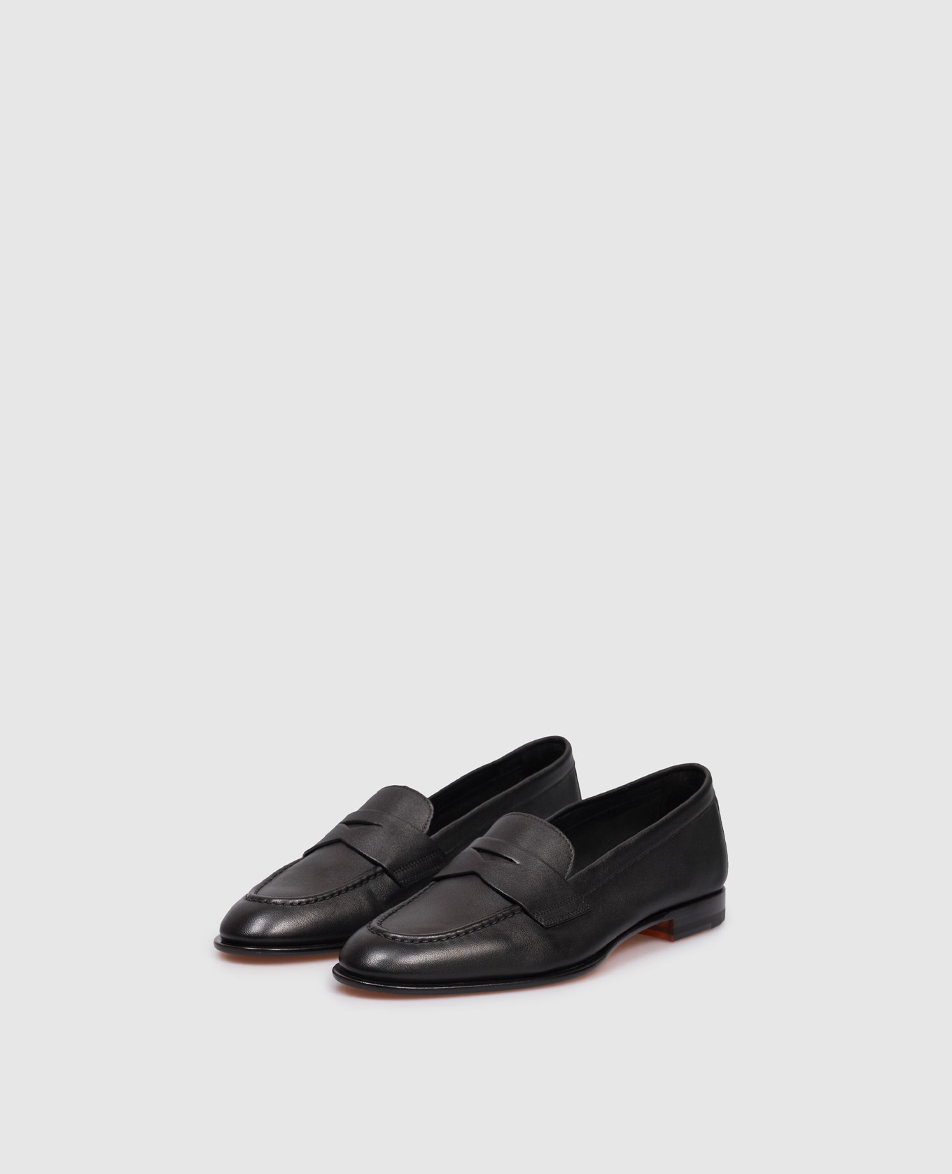 

Black leather loafers Santoni
