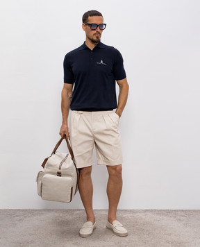 Brunello Cucinelli Blue polo with silk MNB805805P