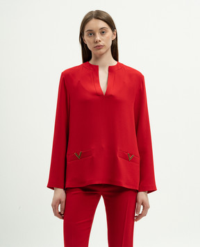 Valentino Red silk blouse with V logo 5B3AB6K01MM