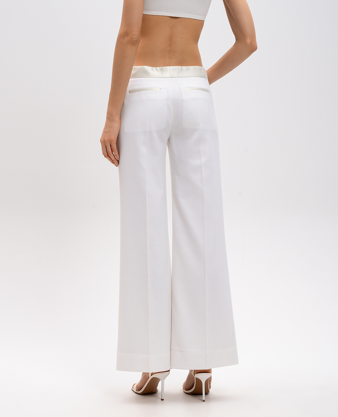 White flared pants with wool Victoria Beckham 4
