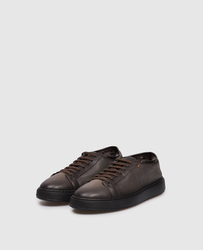 Santoni Gray leather sneakers on the farm MBCD21533NEAPECE