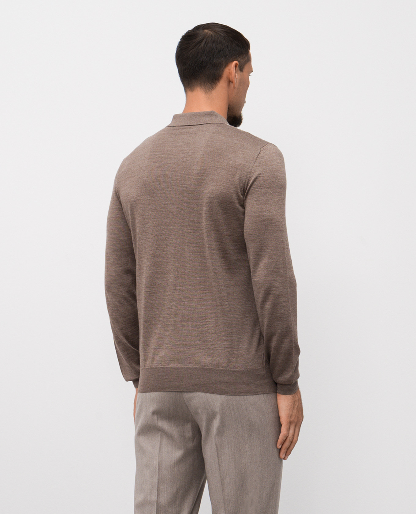

Brown wool and silk polo shirt Bertolo Cashmere