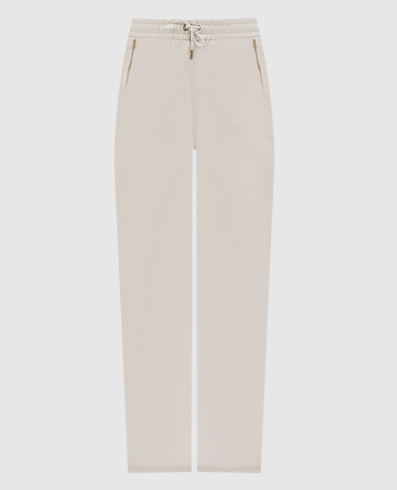 

Beige silk sweatpants with decorative lines Agnona