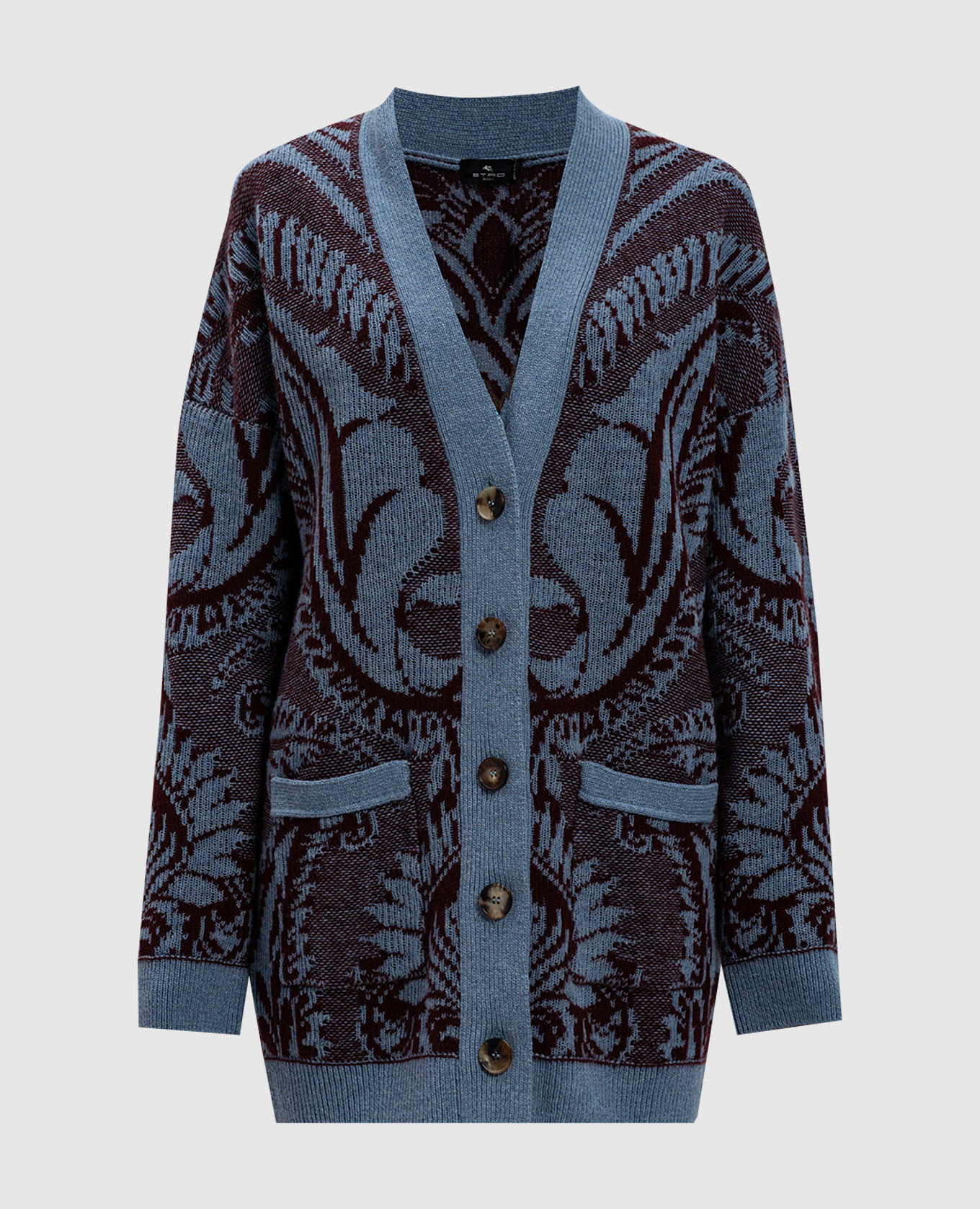 Blue patterned wool cardigan etro