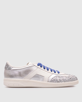 Santoni Silver leather sneakers with glitter WBPL61398PNNTHWY