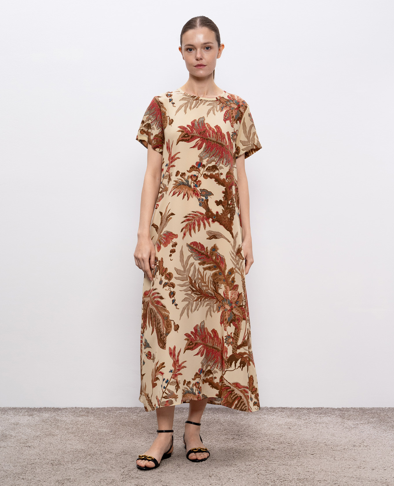 

REVERE beige silk dress with floral print Max Mara Weekend