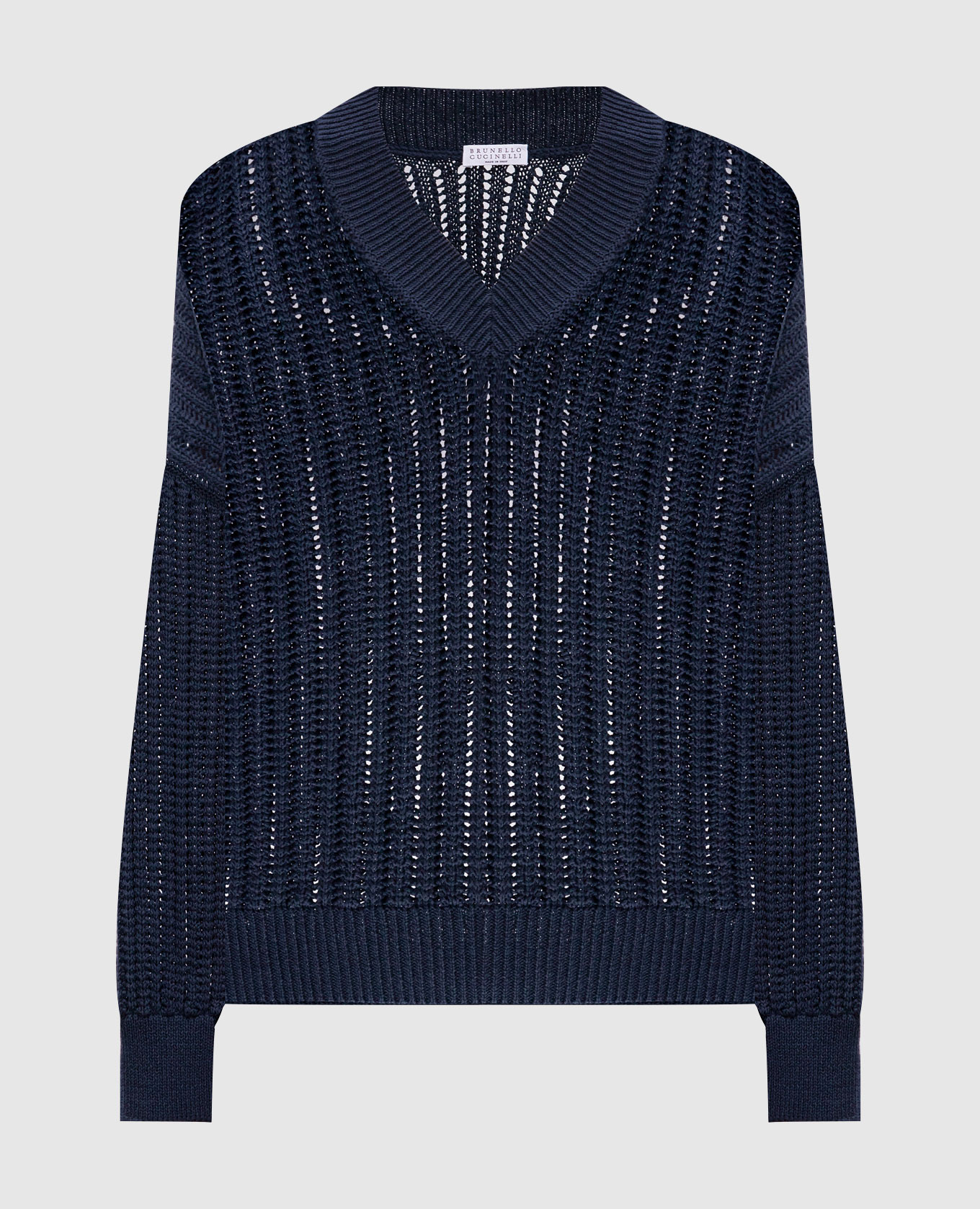 

Blue openwork pullover with monil chain Brunello Cucinelli