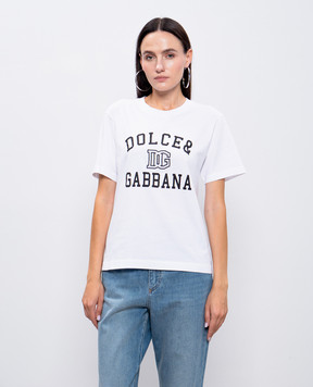Dolce&Gabbana White t-shirt with contrasting logo F8V09ZGDCNV