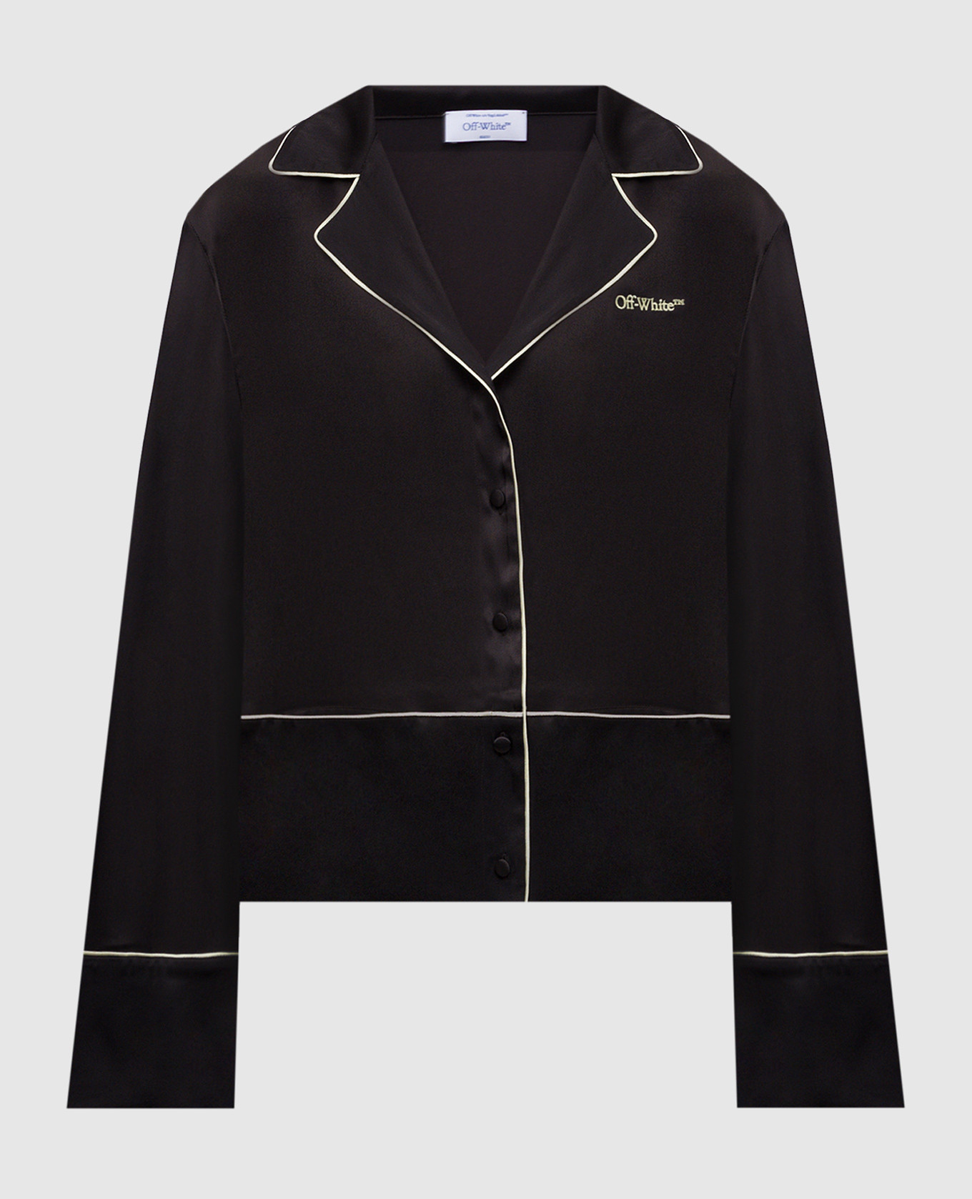 Brown silk blouse with logo embroidery Off-White