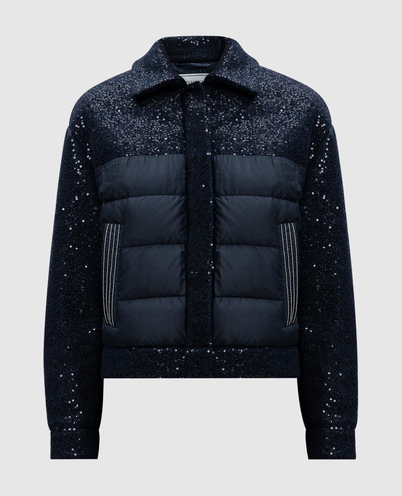 Blue down jacket with sequins peserico