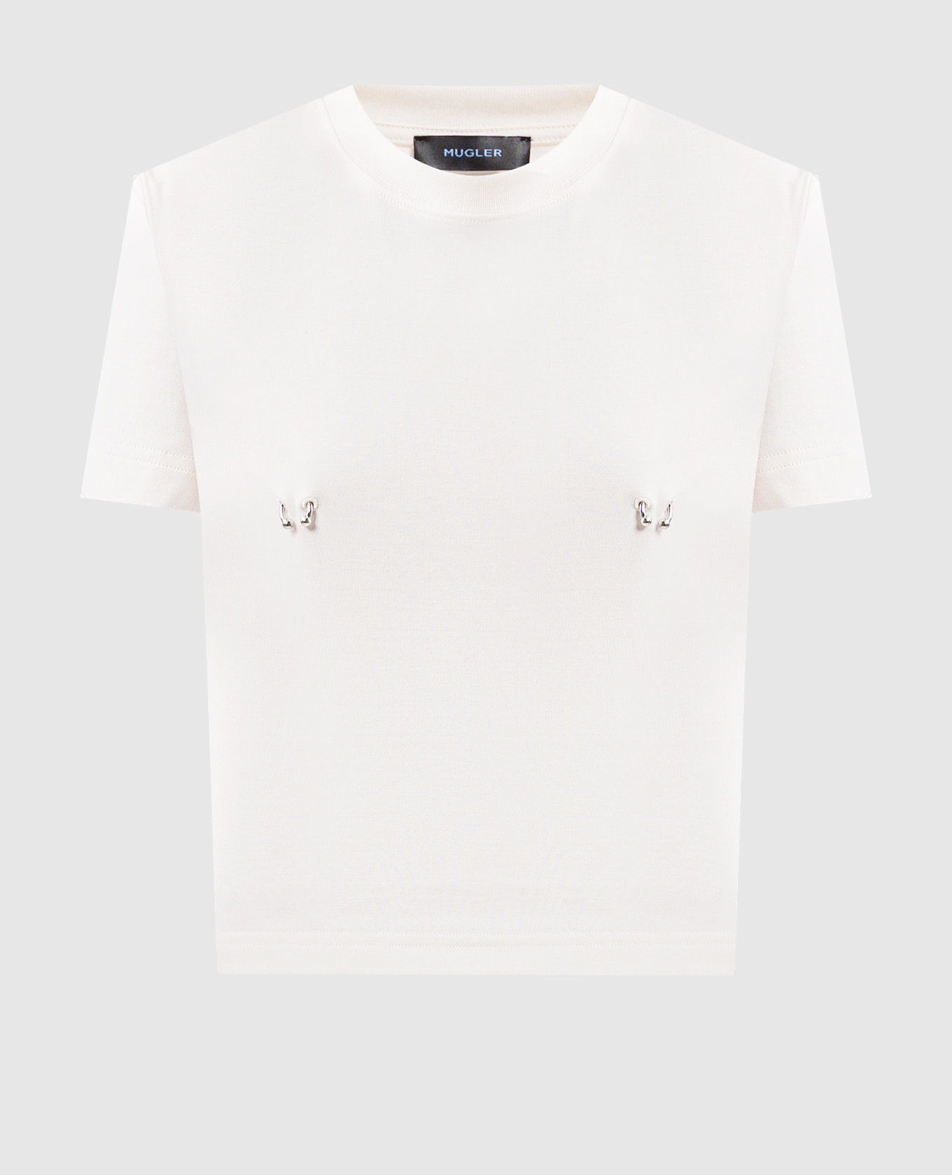 

White cropped t-shirt with piercing Thierry Mugler