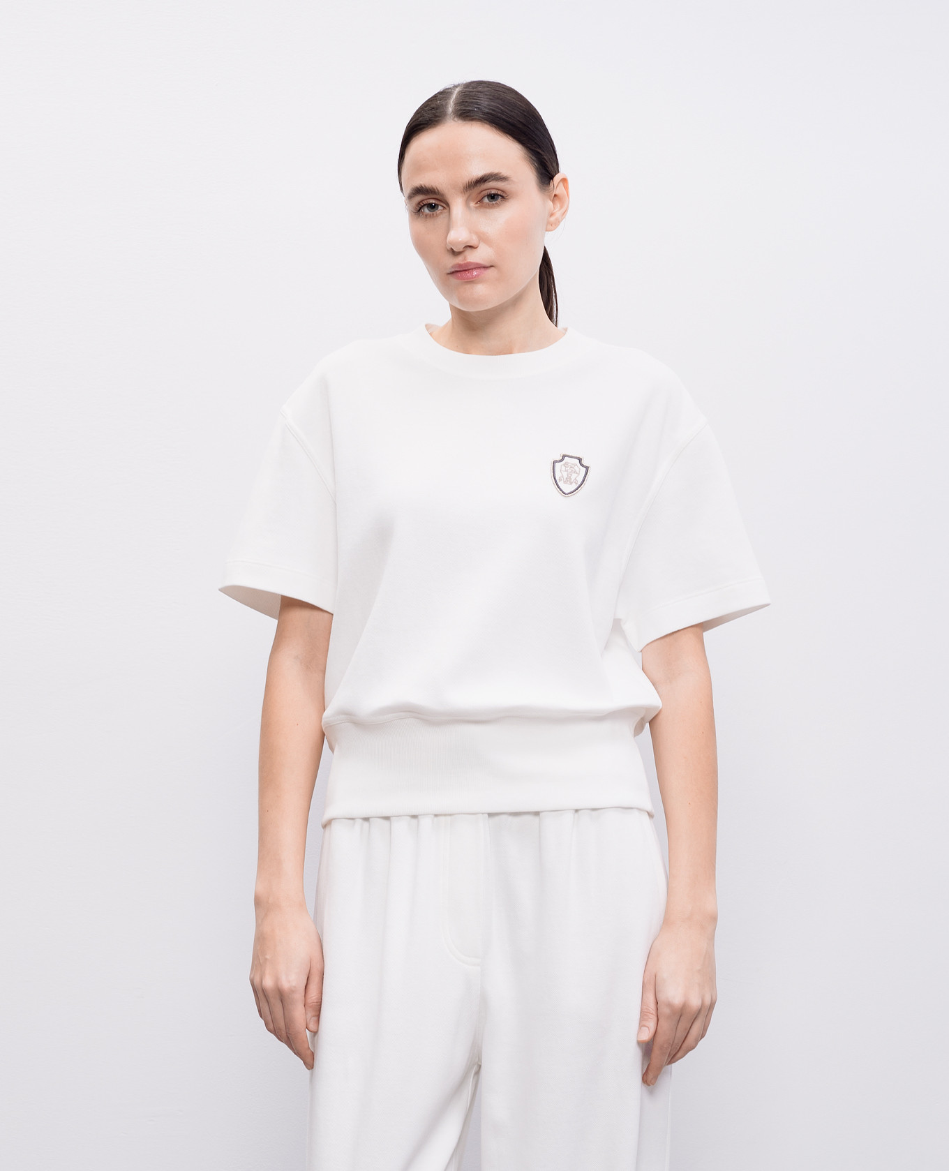 

White T-shirt with logo patch Brunello Cucinelli