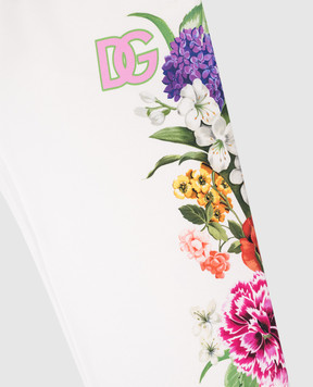 Dolce&Gabbana Kids' white floral print joggers with monogram logo L5JPD7II7GX812