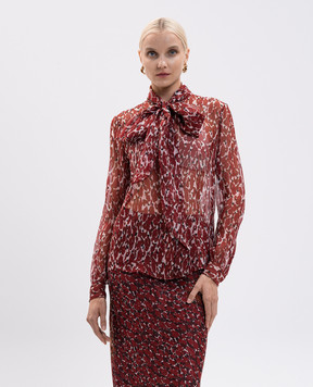 Saint Laurent Burgundy Lavallière silk blouse 842861Y4J35
