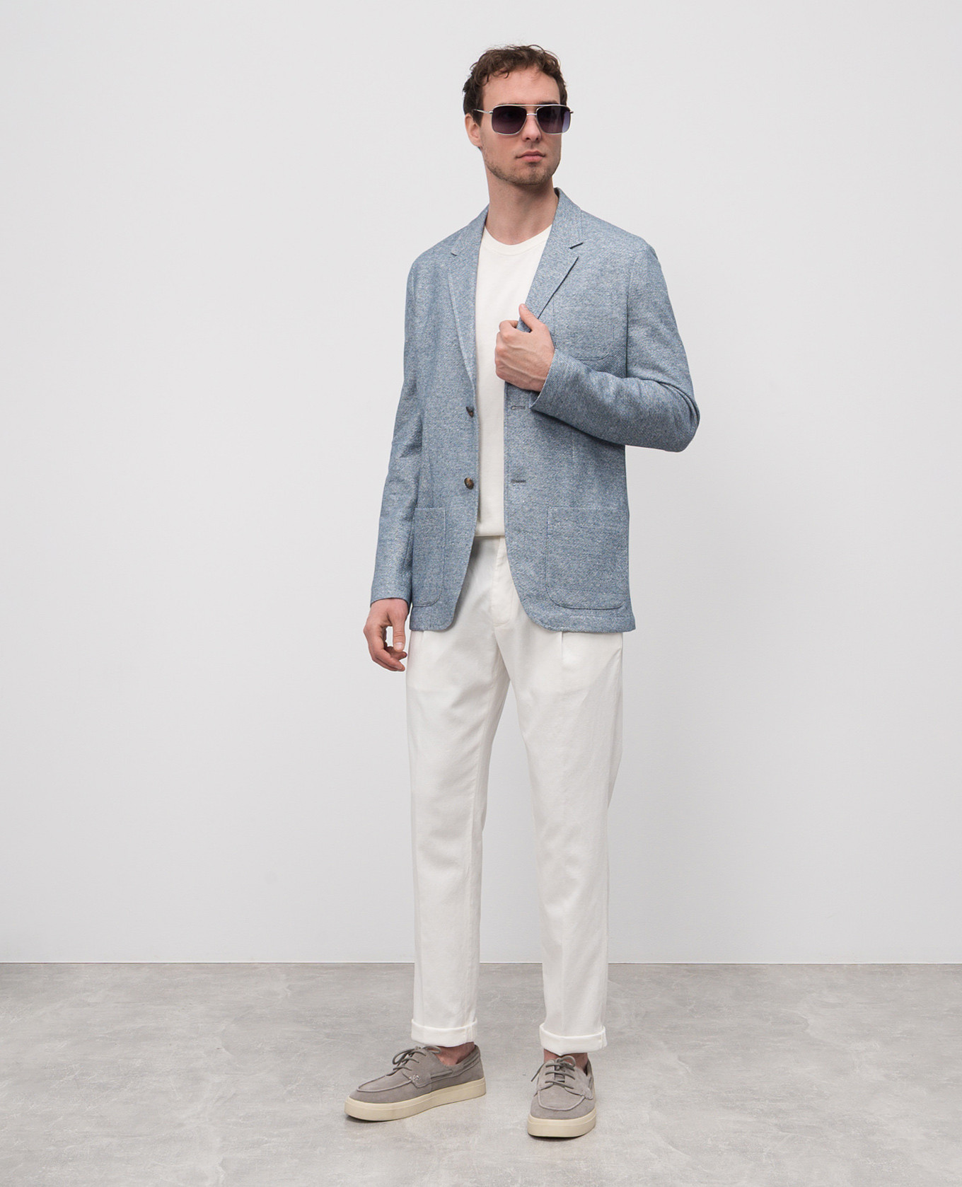 

Blue jacket with linen CAPOBIANCO, Light blue