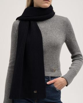 Valentino Blue VLogo ribbed wool scarf 5W2ET01AGPI