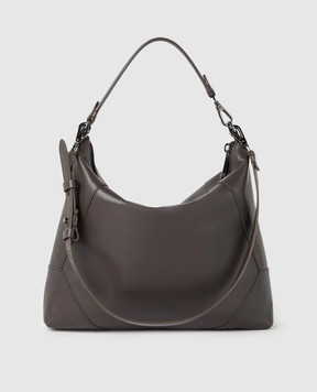 Brunello Cucinelli Brown leather BC Duo bag with logo MBTKD2738